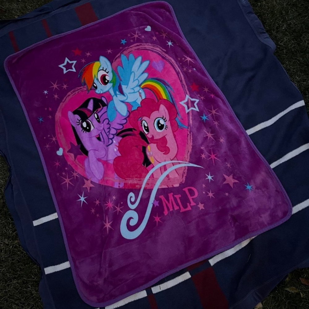 2000s My Little Pony Fleece Blanket Rare Rainbow Dash Pinky Pie Twilight